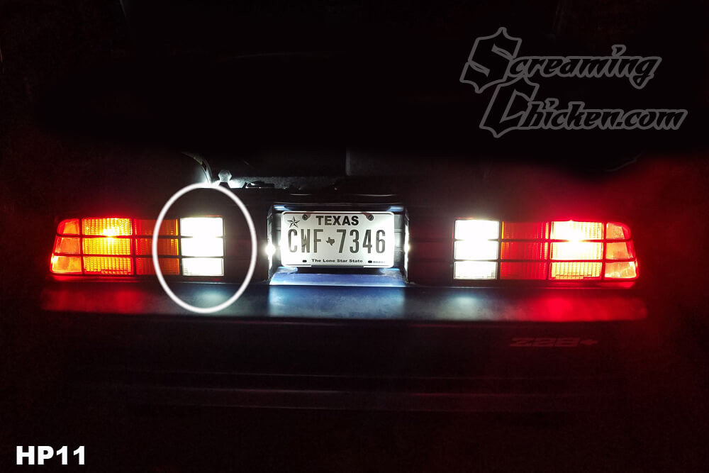 1982-92 Camaro/Firebird LED Reverse Light Bulbs- HP11 illuminated closeup