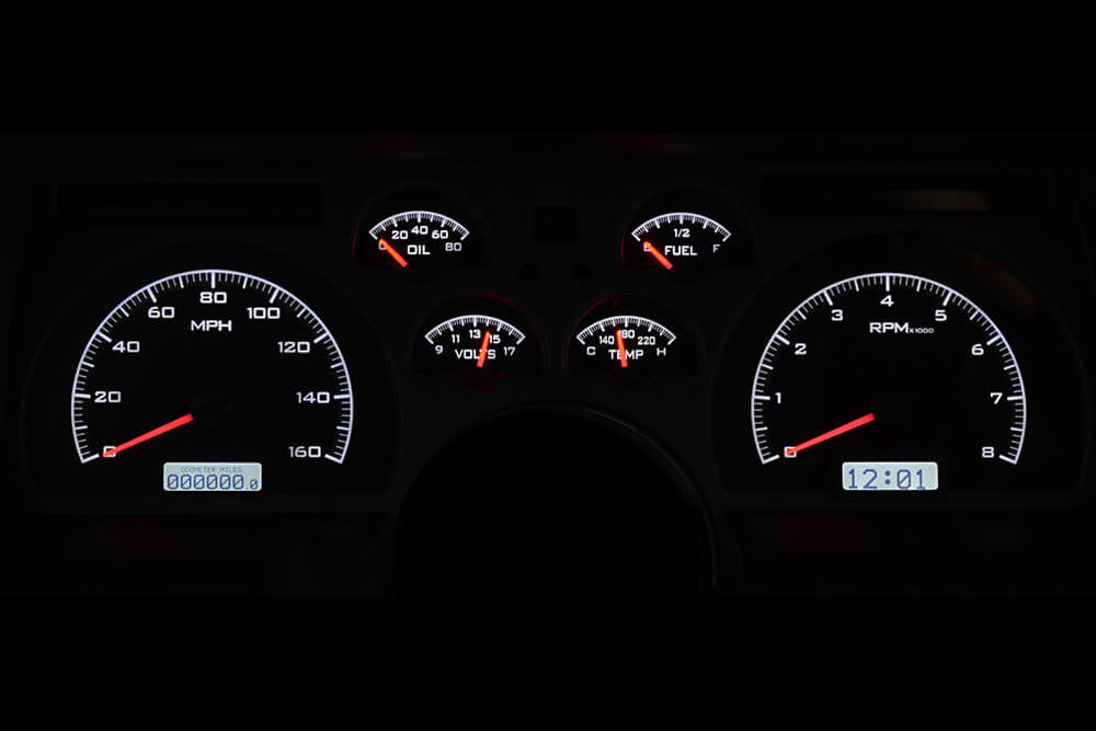 1990-92 Camaro Dakota Digital VHX Gauges (Black Alloy w/White Illumination)- illuminated