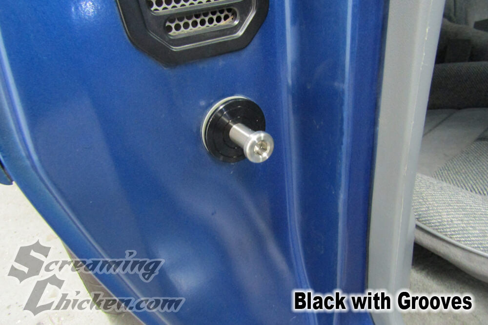 1982-92 Camaro/Firebird Stainless Door Strikers- black installed
