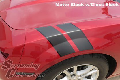 2010-15 Camaro Hash Mark Stripes, Matte Black with Gloss Black Pinstripe 