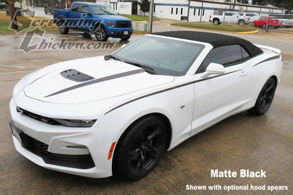 2016-23 Camaro Javelin Side Stripes- matte black w/ hood spears