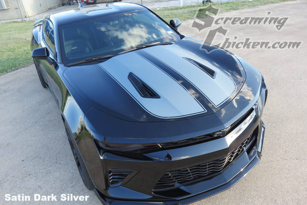 2016-18 Camaro Retro Rally Stripes- satin dark silver