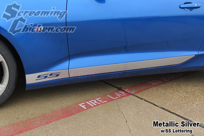 2016-23 Camaro Solid Rocker Stripe-metallic silver w/ ss lettering
