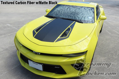 2016-18 Camaro 50th Style Stripes- carbon fiber w/ matte black 2