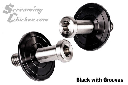 1970-81 Camaro/Firebird Stainless Door Strikers - black w/ grooves