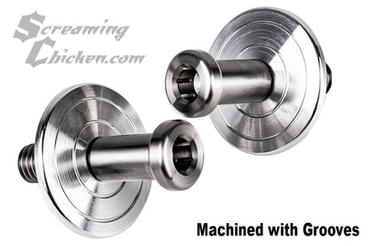 1970-81 Camaro/Firebird Stainless Door Strikers - machined w/ grooves