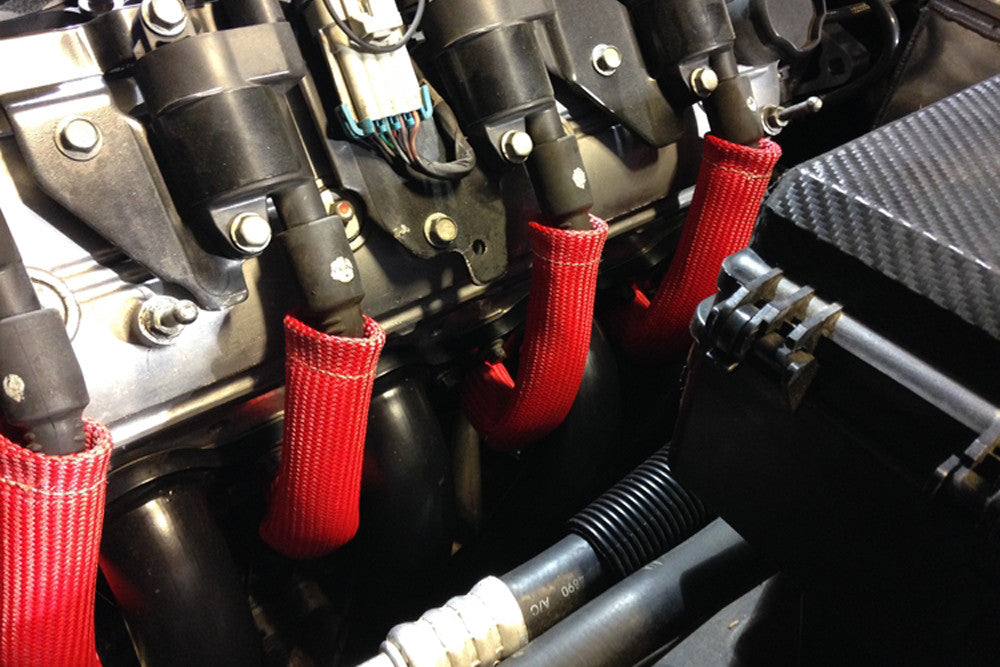 Hinson LT Spark Plug Wire Boots- red installed