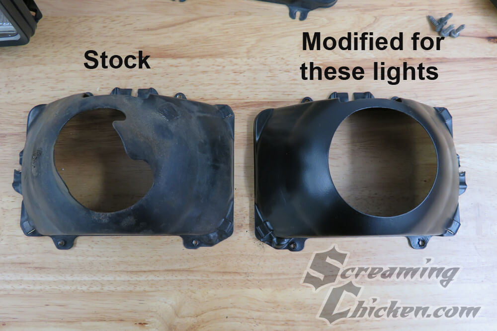 1977-81 Firebird Headlight Conversion Kit- bucket comparison