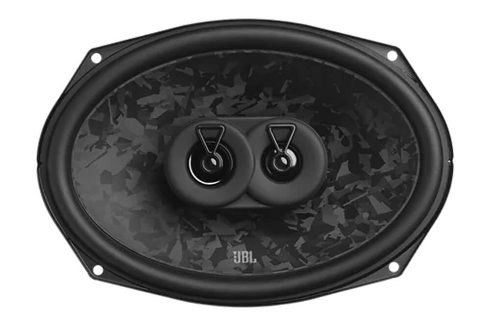 Front view of JBL Stage3 968MF three-way rear speaker