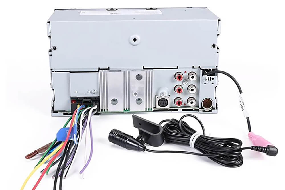 Rear connections on Kenwood DPX305MBT Bluetooth receiver